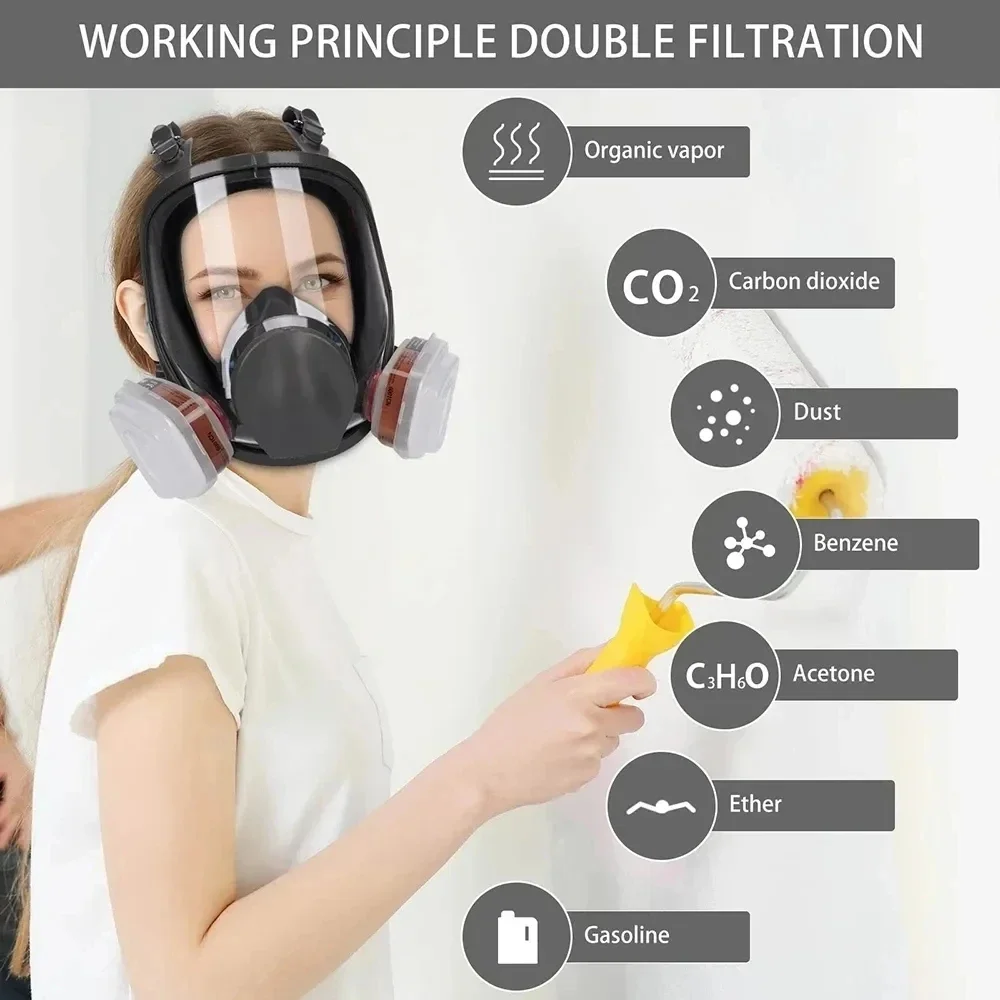 6800 Anti-Fog Full Face Gas Ma - Dust Mask Construction ulasan dan harga